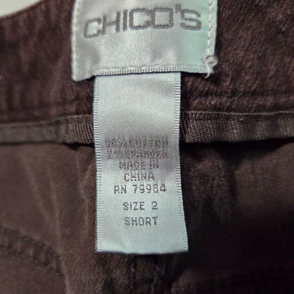 EUC CHICO'S BROWN CORDUROY SLIGHTLY FLARED PANTS SIZE 2 / WOMENS LARGE - Picture 12 of 16